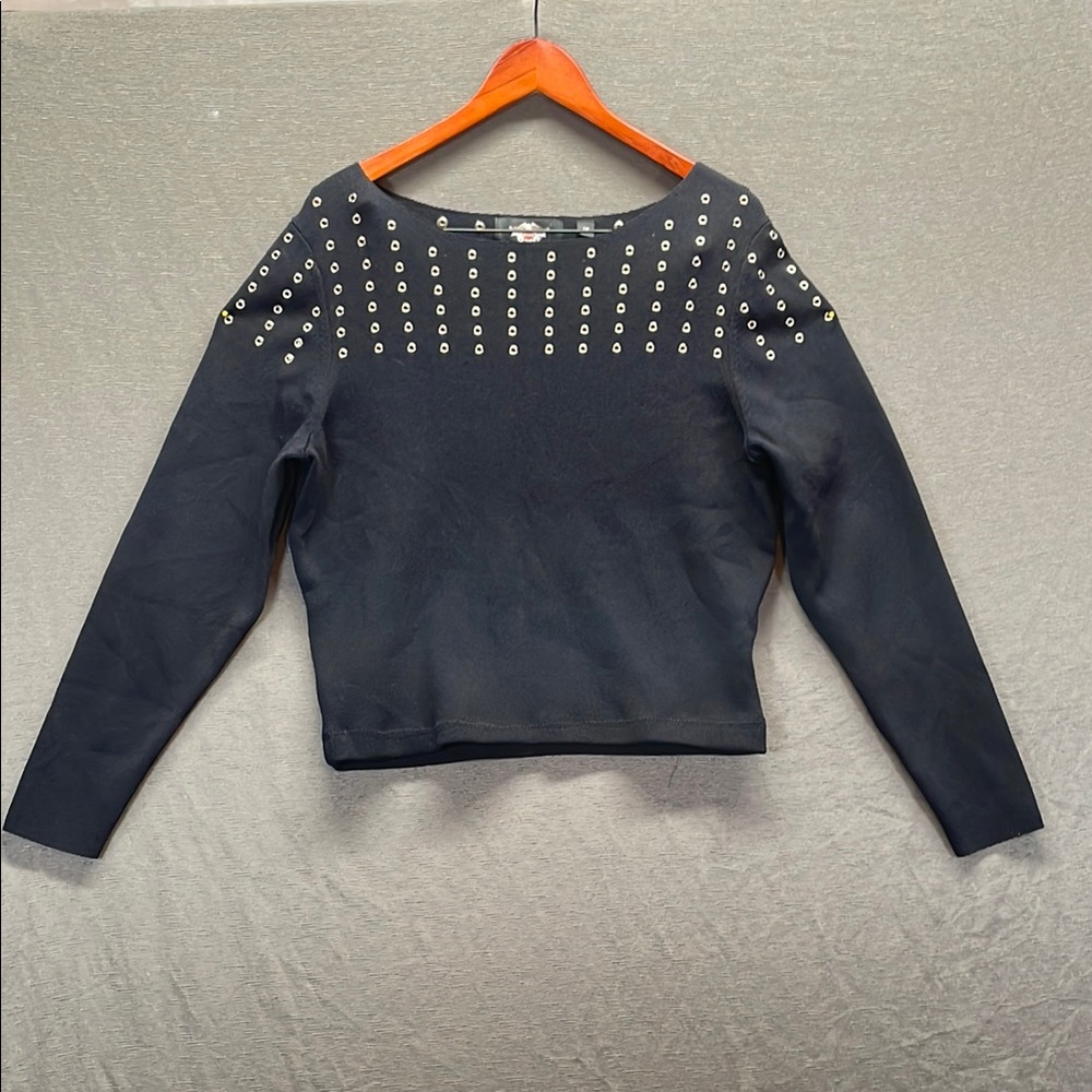 Harley-Davidson‎ Black Embellished Long Sleeve Blouse
